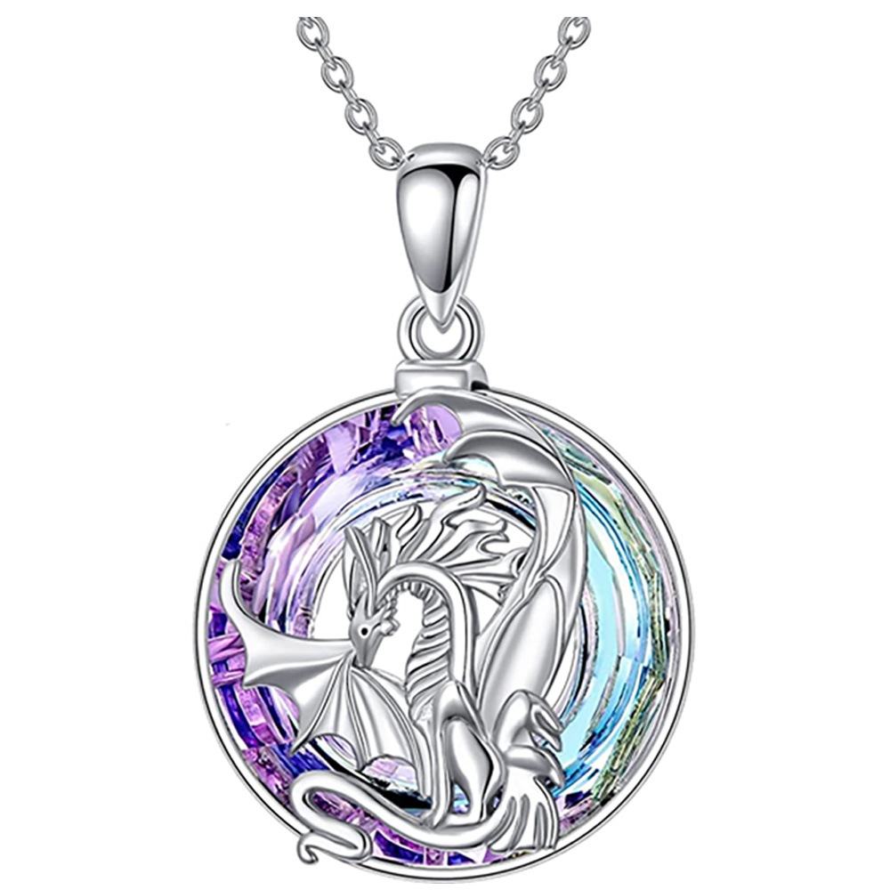 YOSOPRETTY Animal Crystal Necklace 925 Sterling Silver Animal Pendant Jewelry – Dragon - Dragoness YOSOPRETTY Animal Crystal Necklace 925 Sterling Silver Animal Pendant Jewelry – Dragon - Dragoness